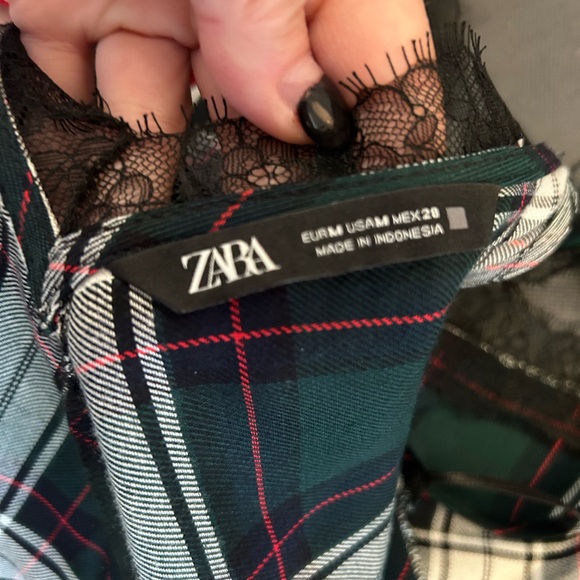 Zara Tartan Lace Detail Tank Top - Picture 8 of 8